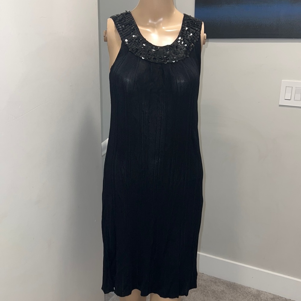 Womens Medium Black Dress Sleeveless Silver Sequin size m